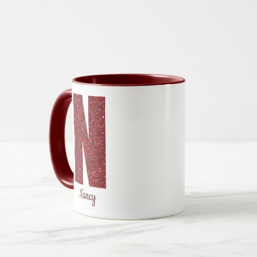 Modern Glitter Monogram N Mug with Name Mok (Voorkant links)