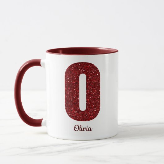 Modern Glitter Monogram O Mug with Name Mok (Links)