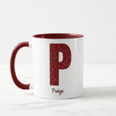 Modern Glitter Monogram P Mug with Name Mok (Links)