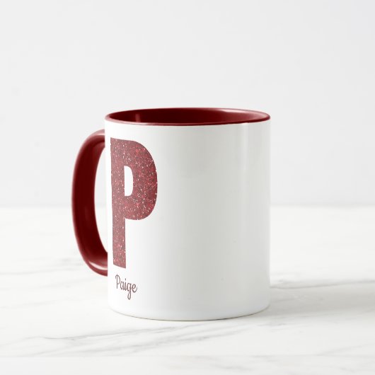 Modern Glitter Monogram P Mug with Name Mok (Voorkant links)