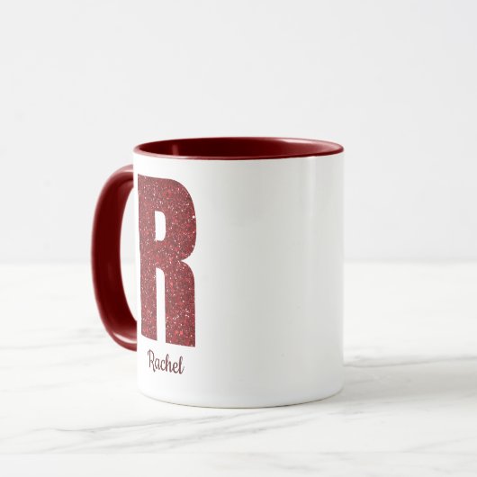 Modern Glitter Monogram R Mug with Name Mok (Voorkant links)