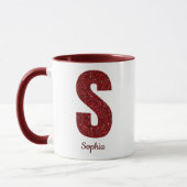 Modern Glitter Monogram S Mug with Name Mok (Links)