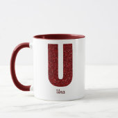 Modern Glitter Monogram U Mug with Name Mok (Links)