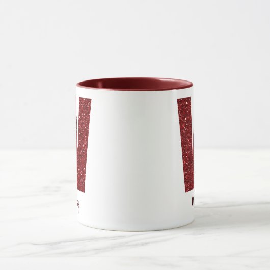 Modern Glitter Monogram W Mug with Name Mok (Midden)