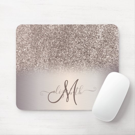 Modern Glitter Ombre Cool Monogram Muismat (Met muis)