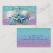 Modern Glitter Ombre, Gold Confetti, Brush Lotus Visitekaartje (Voorkant / Achterkant)