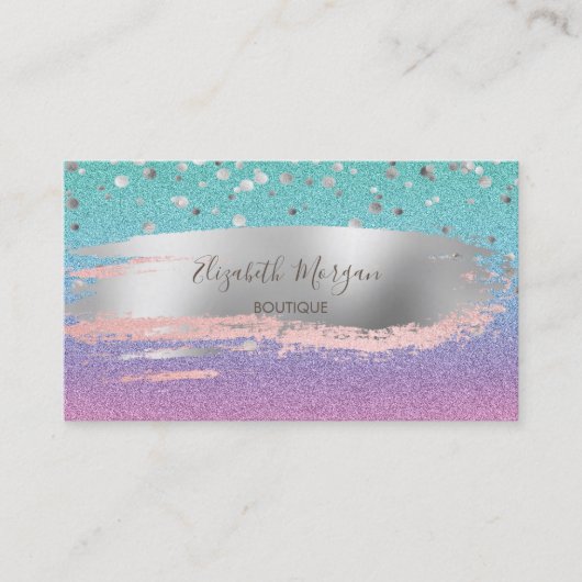 Modern Glitter Ombre, Gold Confetti, penseelstreek Visitekaartje (Voorkant)