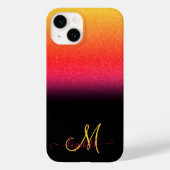 Modern Glitter Ombre Monogram Black Case-Mate iPhone Case (Achterkant)