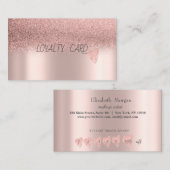 Modern Glitter Ombre Roos Gold Hearts Klantenkaartje (Voorkant / Achterkant)