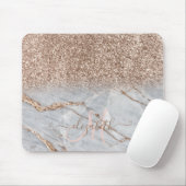 Modern Glitter Ombre Roos Gold Marble Monogram Muismat (Met muis)