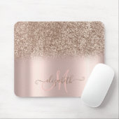 Modern Glitter Ombre Roos Gold Monogram Muismat (Met muis)