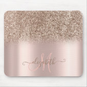 Modern Glitter Ombre Roos Gold Monogram Muismat (Voorkant)