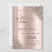 Modern Glitter Ombre Roos Goud Sweet 16 Kaart (Voorkant)