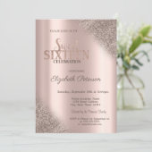 Modern Glitter Ombre Roos Goud Sweet 16 Kaart (Staand voorkant)