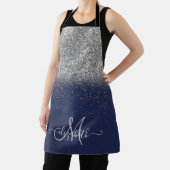 Modern Glitter Ombre Silver Monogram Navy Blue Schort (Insitu)