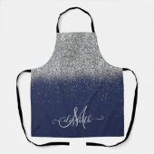Modern Glitter Ombre Silver Monogram Navy Blue Schort (Voorkant)