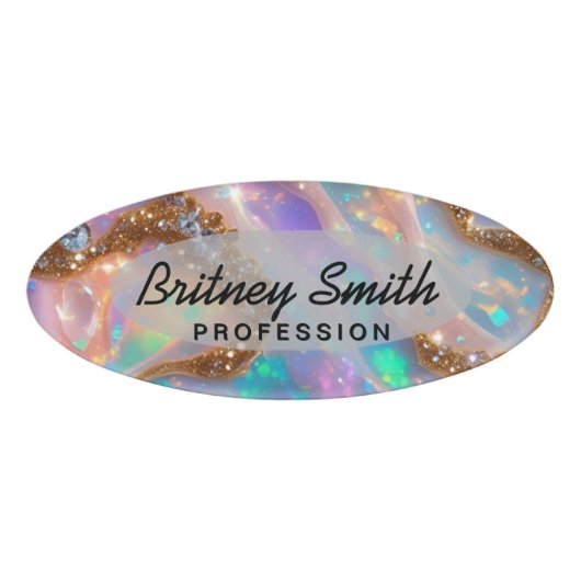 Modern glitter opal background naambadge (Voorkant)