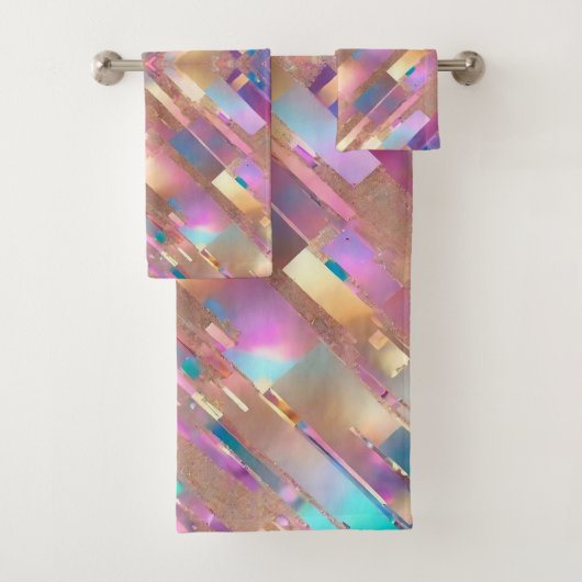 Modern Glitter Opal Holografisch Collectie Bad Handdoek (Insitu)