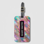 Modern Glitter Opal Holografisch Collectie Bagagelabel (Voorkant (verticaal))