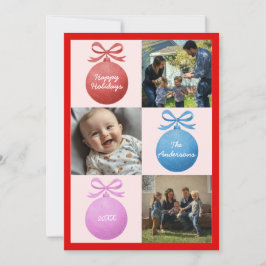 Modern Glitter Ornament Familie Fotocollage Feestdagenkaart