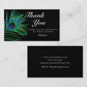 Modern Glitter Peacock Feather Boho Bedankt Visitekaartje (Voorkant / Achterkant)