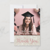 Modern Glitter Photo Afstuderen Bedankkaart (Voorkant)