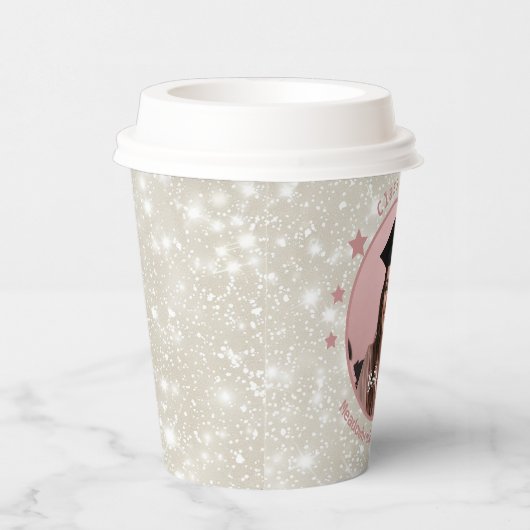 Modern Glitter Photo Afstuderen Papieren Bekers (Rechts)