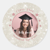 Modern Glitter Photo Afstuderen Ronde Sticker (Voorkant)