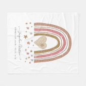 Modern Glitter Pink Rainbow Birth Stats Girl Baby Fleece Deken (Voorkant (Horizontaal))