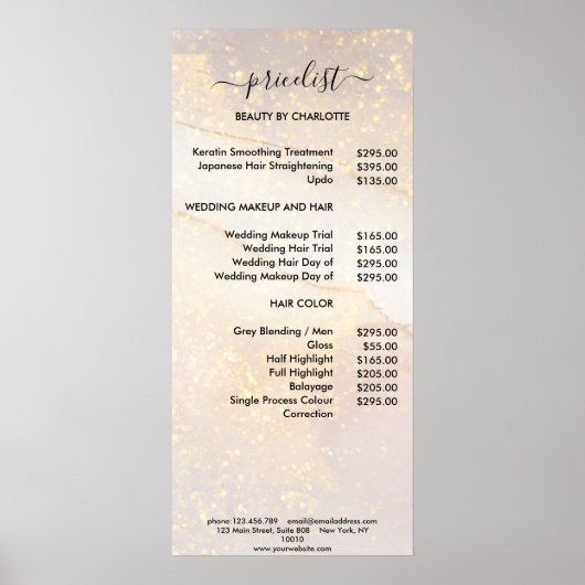 Modern Glitter Pricelist Poster (Voorkant)
