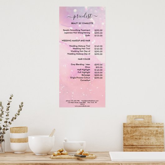 Modern Glitter Pricelist Poster (Keuken)