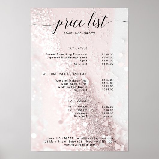 Modern, glitter prijslijst Poster (Voorkant)