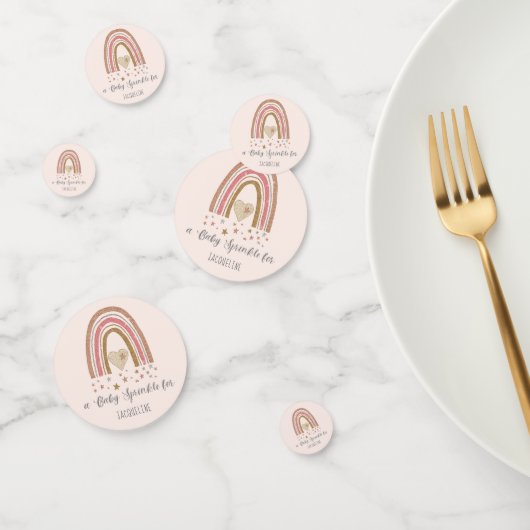 Modern Glitter Rainbow Blush Gold Baby Sprinkle Confetti (Groep)
