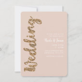 Modern Glitter Roos Gold Blush Glam Wedding Kaart (Voorkant)