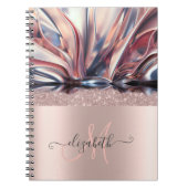 Modern Glitter Roos Gold Monogram Abstract Notitieboek (Voorkant)