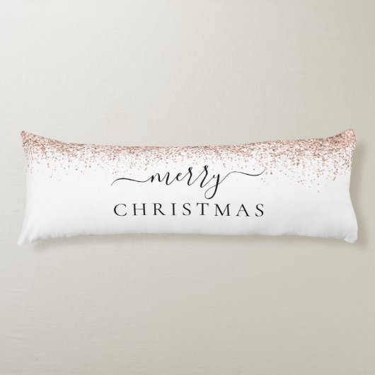 Modern Glitter Roos Gold White, prettig kerstfeest Lichaamskussen (Voorkant)