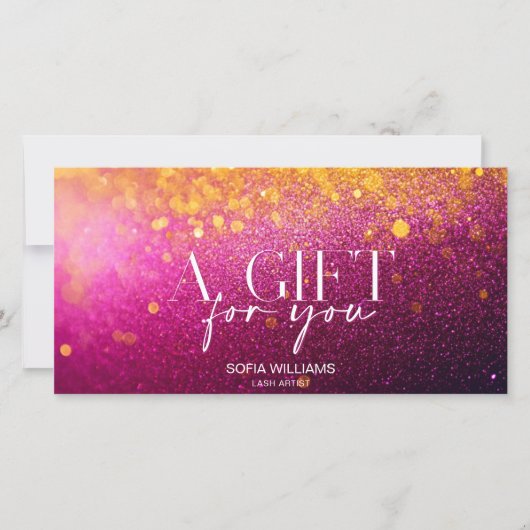 Modern Glitter Roze Certificaat Gift Kaart (Voorkant)