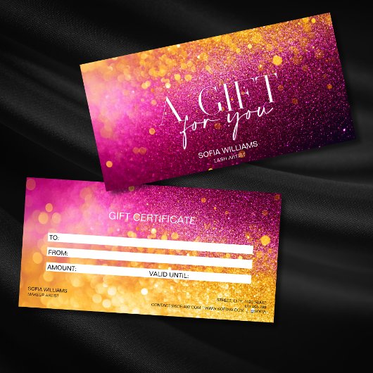Modern Glitter Roze Certificaat Gift Kaart