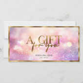 Modern Glitter Roze Certificaat Gift Kaart (Voorkant)