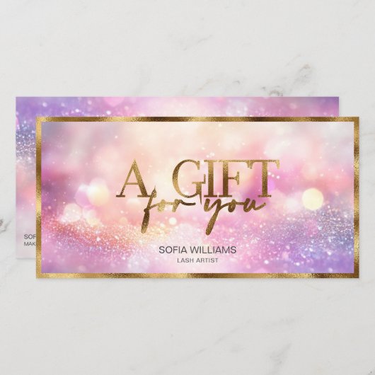 Modern Glitter Roze Certificaat Gift Kaart (Voorkant / Achterkant)