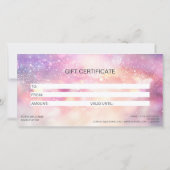 Modern Glitter Roze Certificaat Gift Kaart (Achterkant)