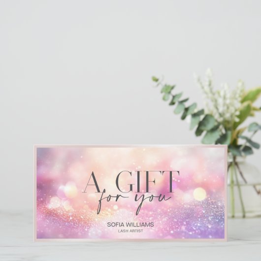 Modern Glitter Roze Certificaat Gift Kaart (Staand voorkant)