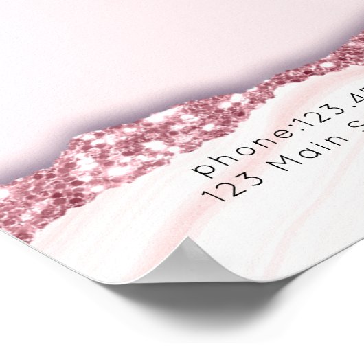 Modern, glitter, roze prijslijst Poster (Hoek)