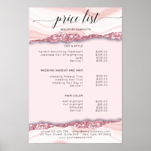 Modern, glitter, roze prijslijst Poster