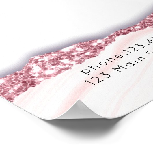 Modern, glitter, roze-wit prijslijst Poster (Hoek)