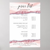 Modern, glitter, roze-wit prijslijst Poster (Voorkant)