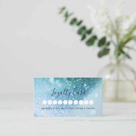 Modern Glitter Salon & Spa Loyalty Kaart Visitekaartje (Staand voorkant)