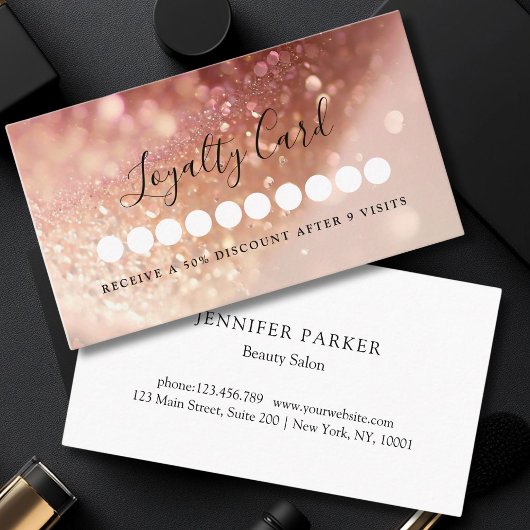 Modern Glitter Salon & Spa Loyalty Kaart Visitekaartje