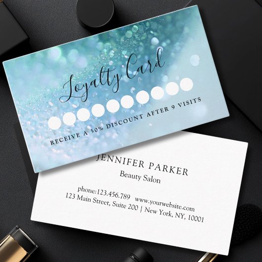 Modern Glitter Salon & Spa Loyalty Kaart Visitekaartje