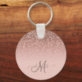 Modern Glitter Sequin Ombre Cool Monogram Sleutelhanger (Voorkant)